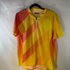 Terry 1/4 Zip Yellow and Orange Cycling Jersey Size XXL
With Pockets on back